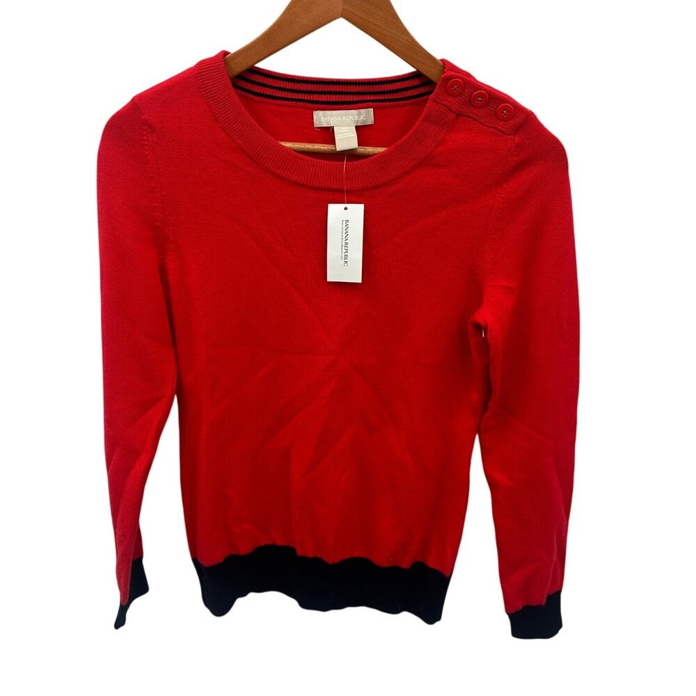 BANANA REPUBLIC NWT Merino Wool Red Sweater // XS